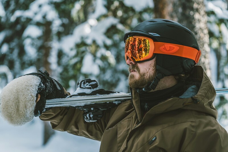 Bearded man skiing